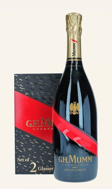 G.H. MUMM Grand Cordon - Brut - Champagne - mit 2 Gläser in einer Geschenkbox