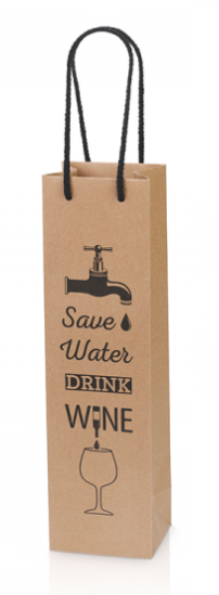 Flaschentüte "Save water drink wine"