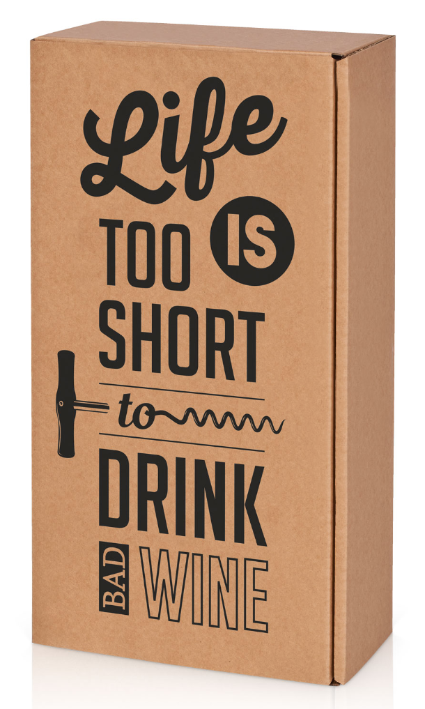 Geschenkbox für 2 Flaschen "Life is too short..."