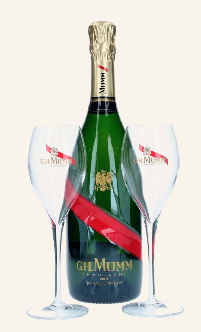 G.H. MUMM Grand Cordon - Brut - Champagne - mit 2 Gläser in einer Geschenkbox