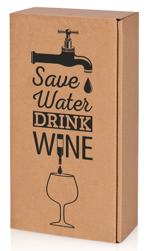 Geschenkbox für 2 Flaschen "Save water ..."